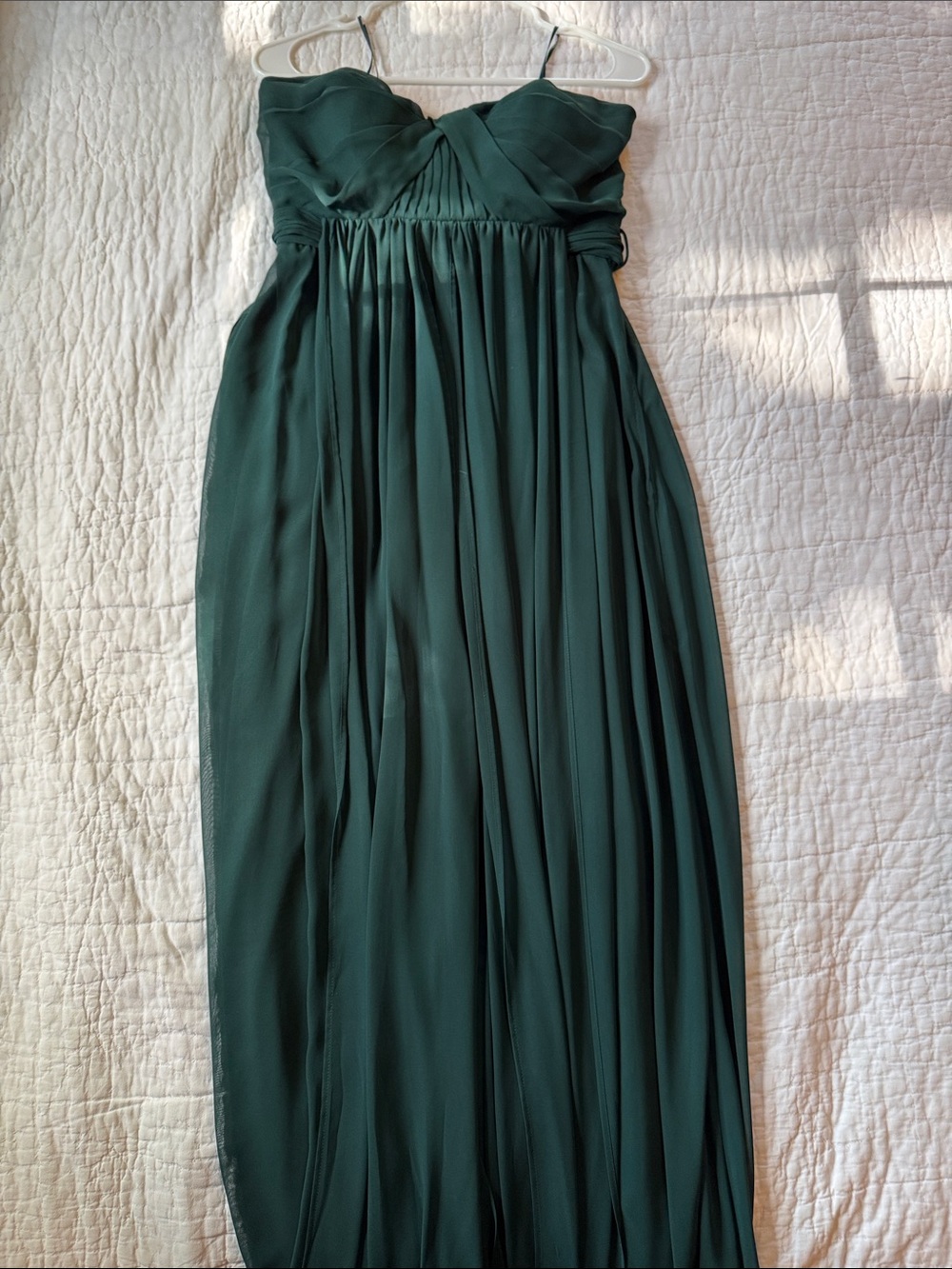 Birdy Grey Strapless Dark Green Pleated Gown
